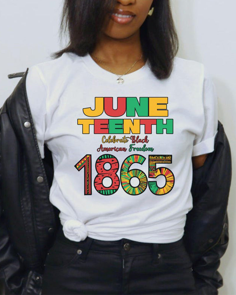 Juneteenth Celebrate Black American Freedom Crew Neck Short Sleeve Cotton T-shirt