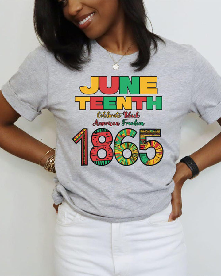 Juneteenth Celebrate Black American Freedom Crew Neck Short Sleeve Cotton T-shirt