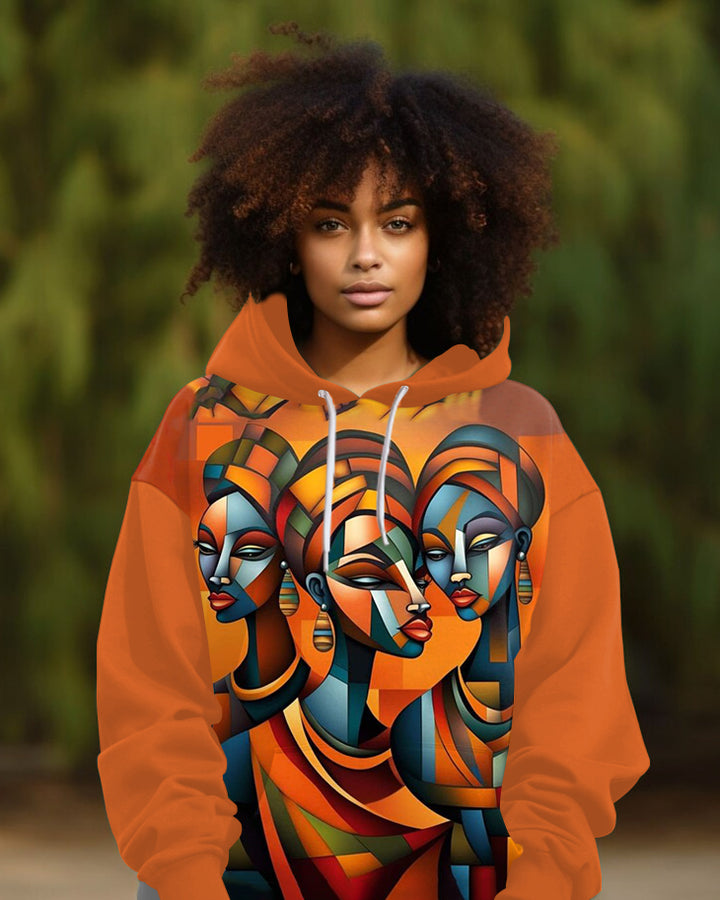 Retro Tribal Print Long-sleeved Hoodie