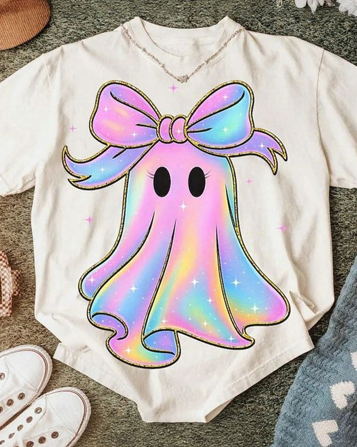 Iridescent Ghost Crew Neck Casual Short-Sleeved T-Shirt