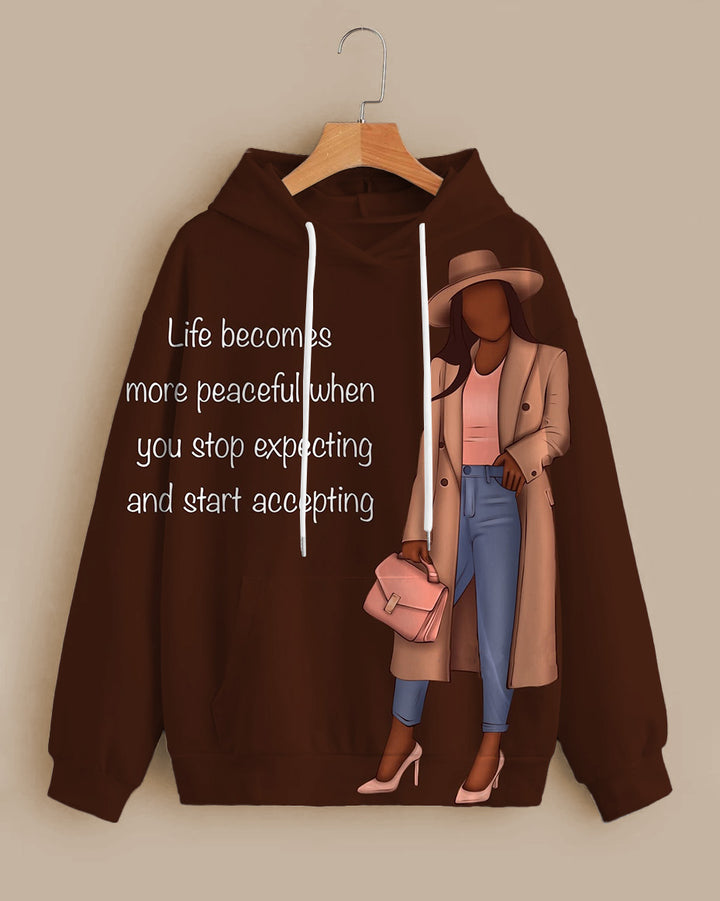 Life becomes More peaceful When You... Long-sleeved Hoodie