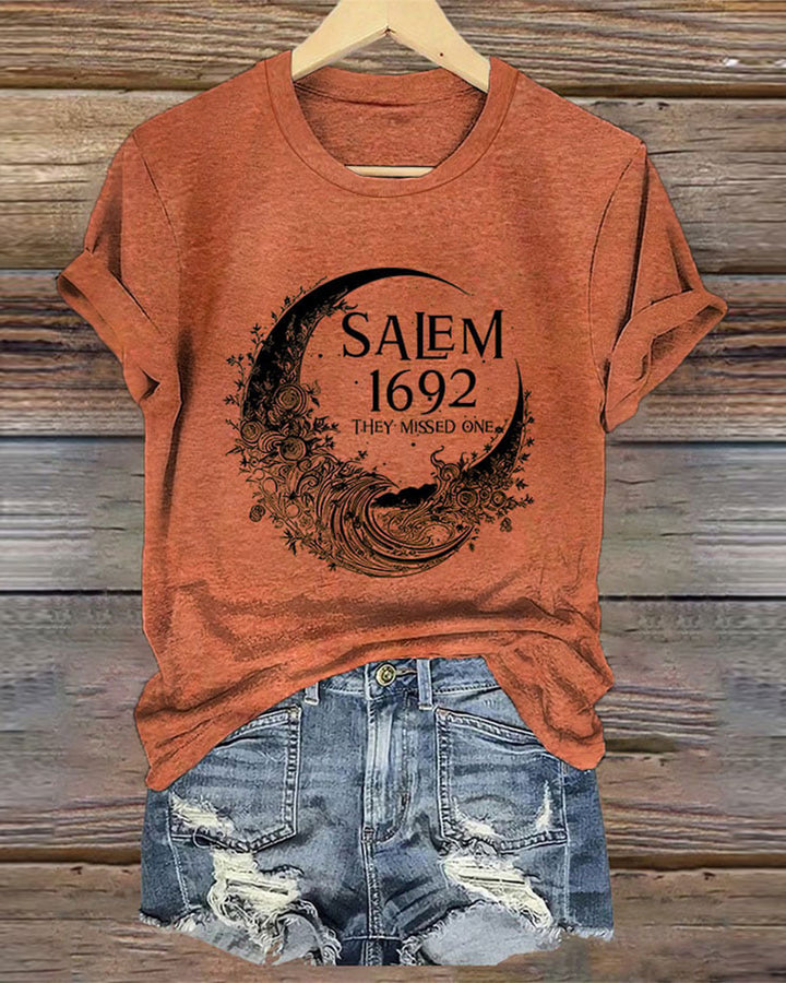 Salem 1692 They Missed One Round Neck Halloween T-Shirt