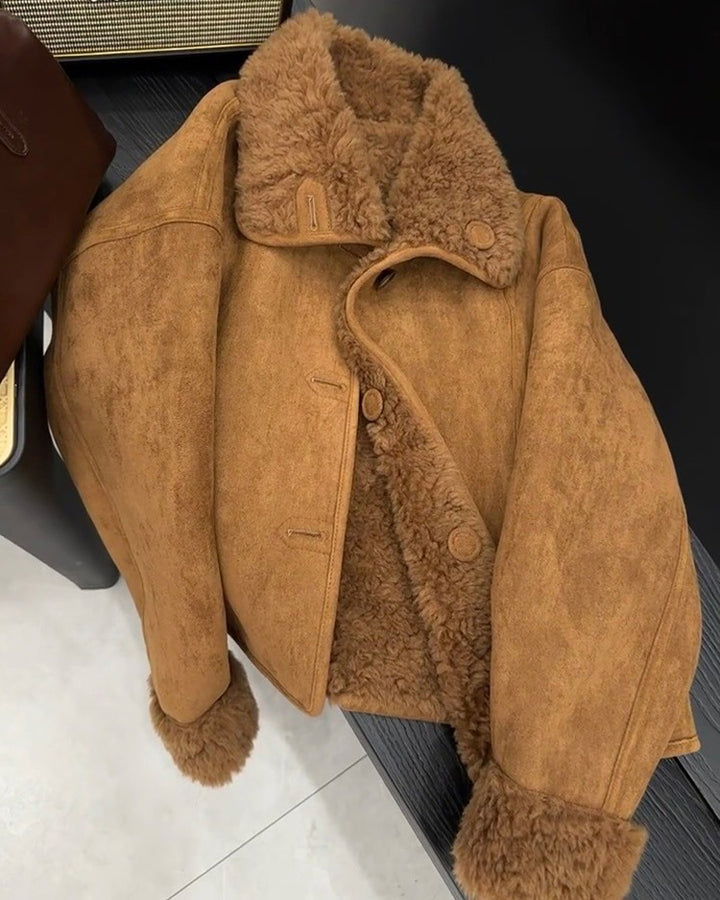 Thickened Lamb Suede Brown Jacket Coat